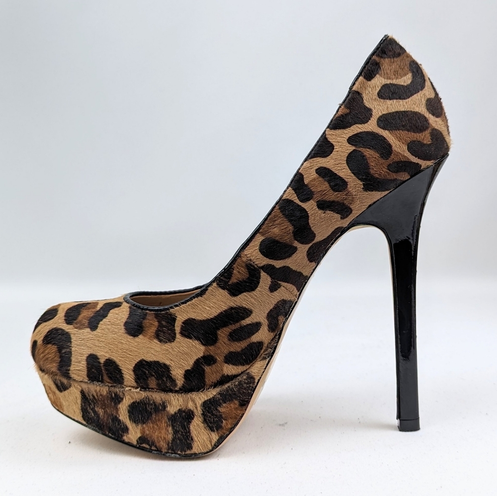 Steve Madden Bevv Leopard Platform Stiletto Heels Patent Leather Mob Wife 6.5 - Picture 6 of 16